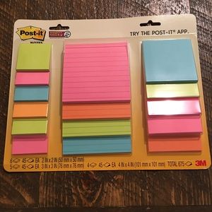 Post-it Super Sticky Notes Multiple Size Pack 675